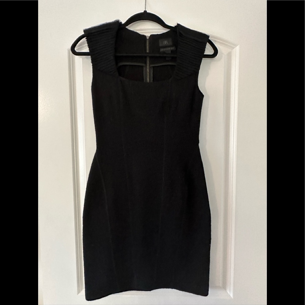 Black mini wool dress